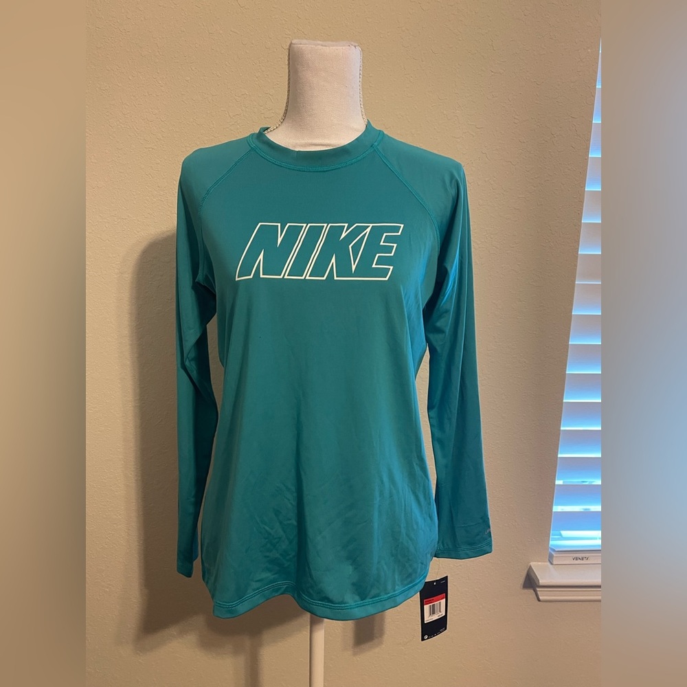 NWT, Nike Swim Tee, Women, Large, Aqua color.